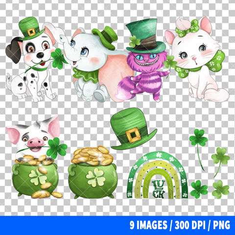 Popular Characters St Patrick's Day Clipart PNG Bundle