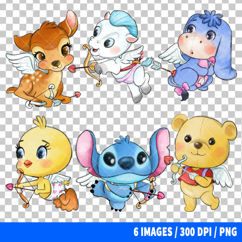 Popular Characters Valentine Clipart PNG Bundle #2