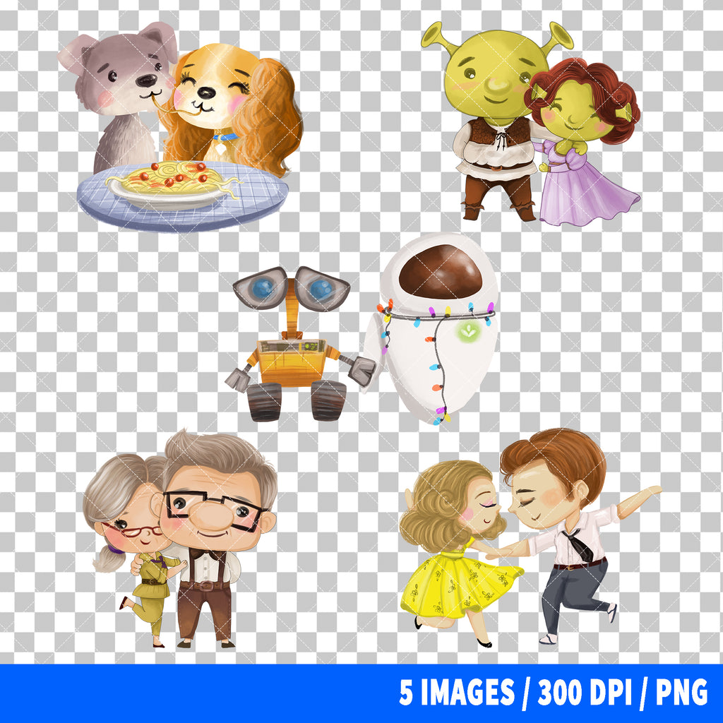 Popular Characters Valentine Clipart PNG Bundle