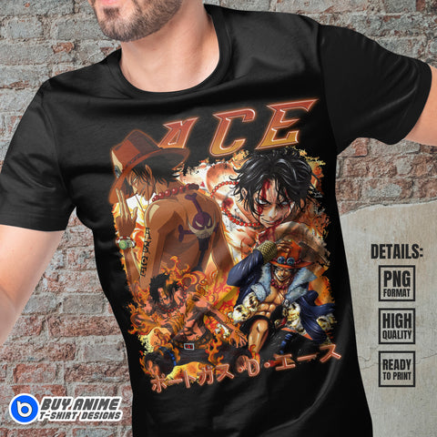 Portgas D Ace One Piece Anime Bootleg T-shirt Design
