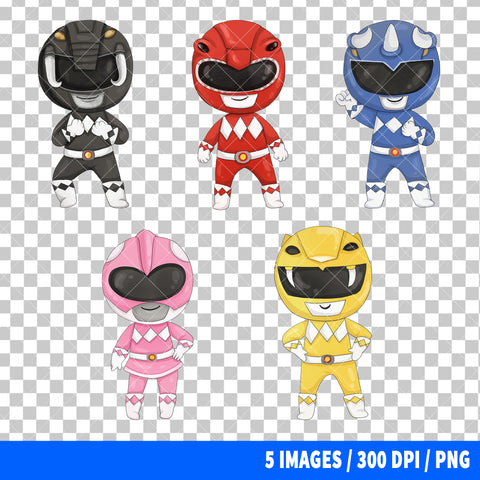 Power Rangers Clipart PNG Bundle