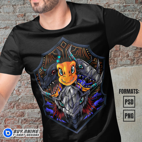Premium Agumon Evolution Digimon Anime Vector T-shirt Design Template