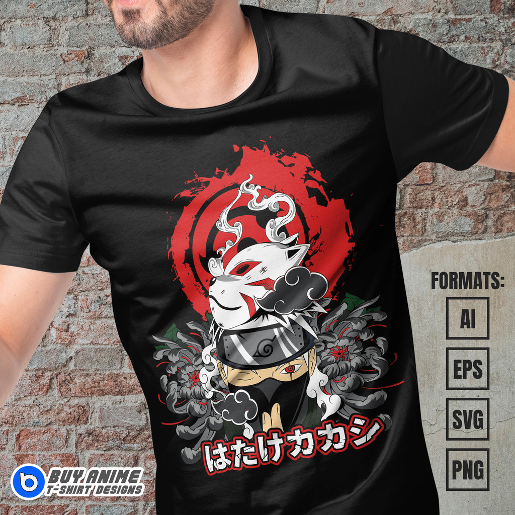 Premium Kakashi Hatake Naruto Anime Vector T-shirt Design Template #13