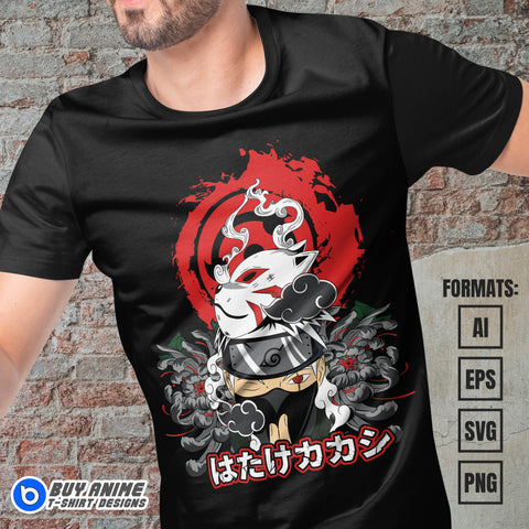 Premium Kakashi Hatake Naruto Anime Vector T-shirt Design Template #13