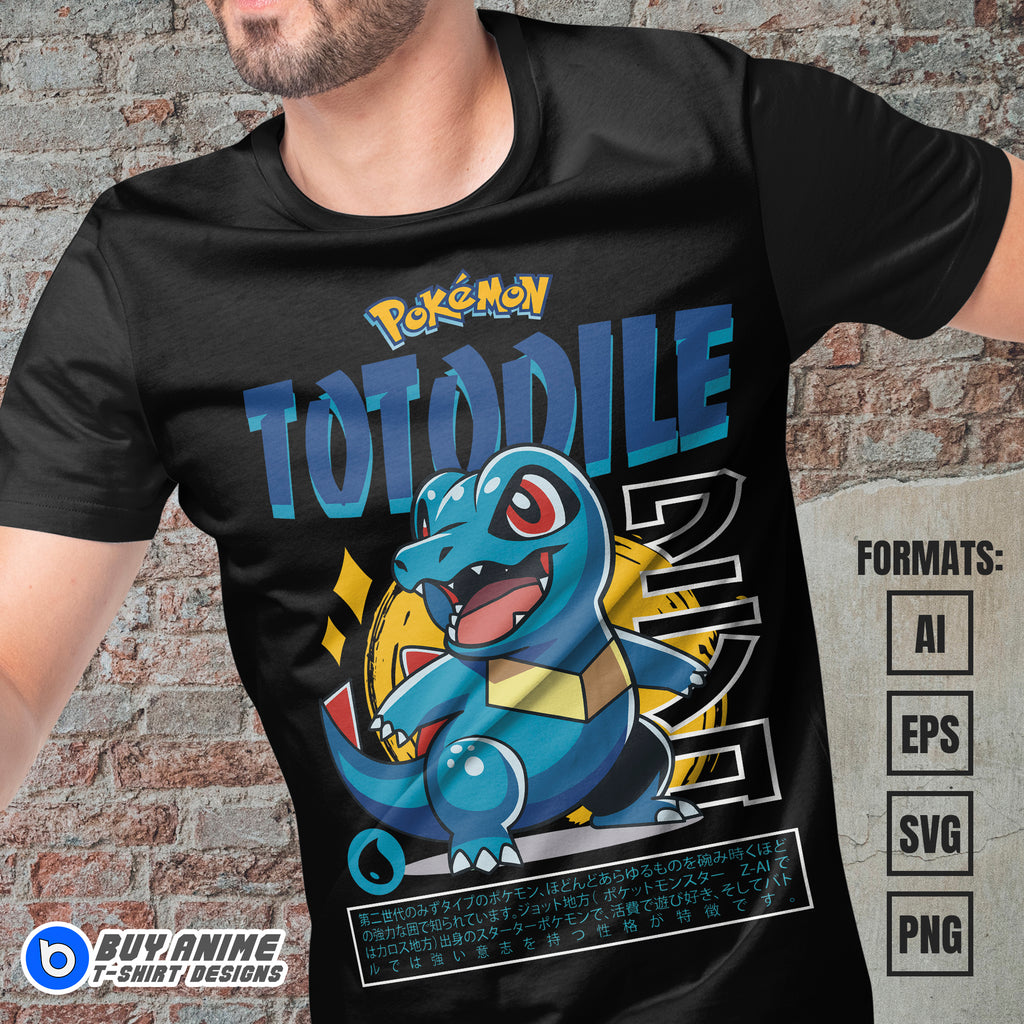 Premium Totodile Pokemon Anime Vector T-shirt Design Template #2