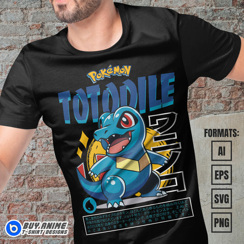 Premium Totodile Pokemon Anime Vector T-shirt Design Template #2