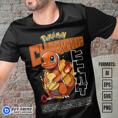 Premium Charmander Pokemon Anime Vector T-shirt Design Template #3