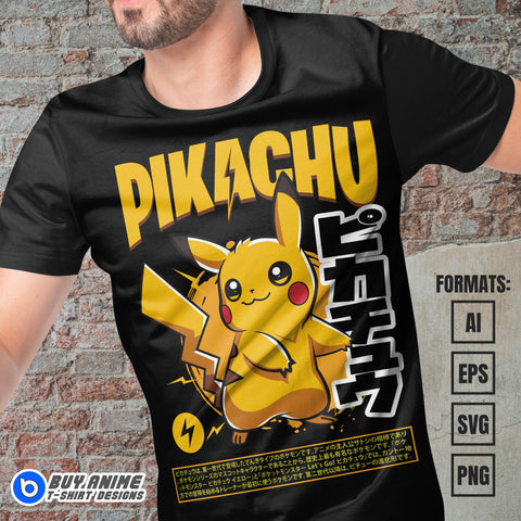 Premium Pikachu Pokemon Anime Vector T-shirt Design Template #9