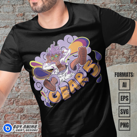 Premium Luffy Gear 5 One Piece Anime Vector T-shirt Design Template #39