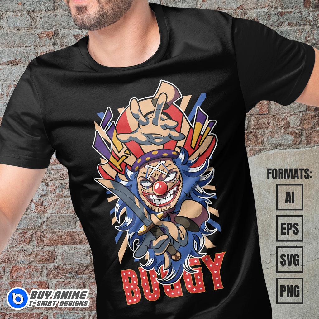 Premium Buggy One Piece Anime Vector T-shirt Design Template #3