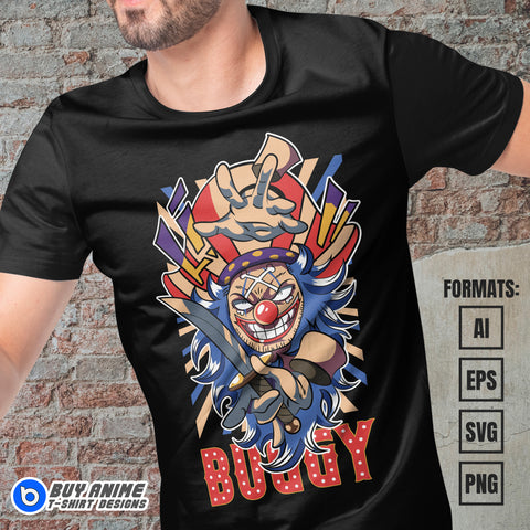 Premium Buggy One Piece Anime Vector T-shirt Design Template #3