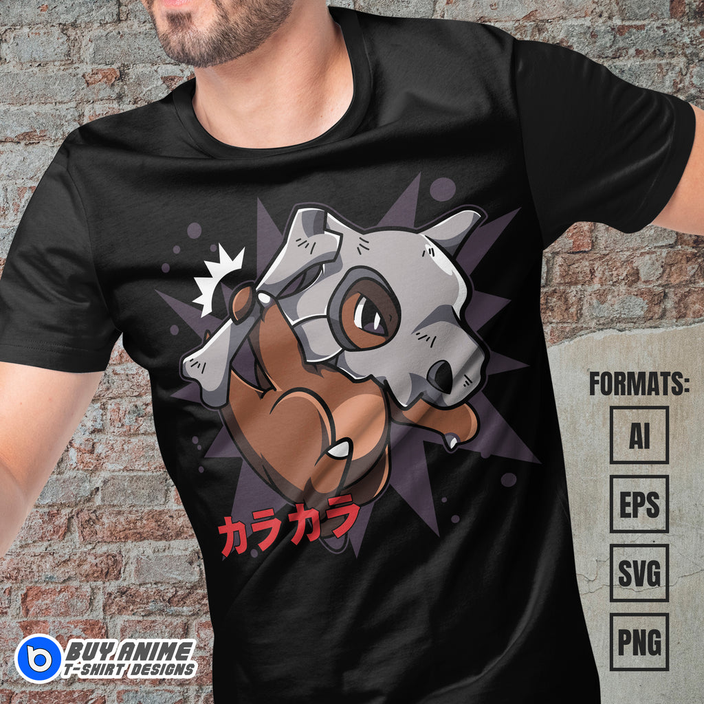 Premium Cubone Pokemon Anime Vector T-shirt Design Template