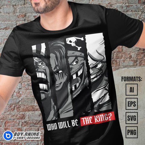 Premium One Piece Four Emperors Anime Vector T-shirt Design Template #4