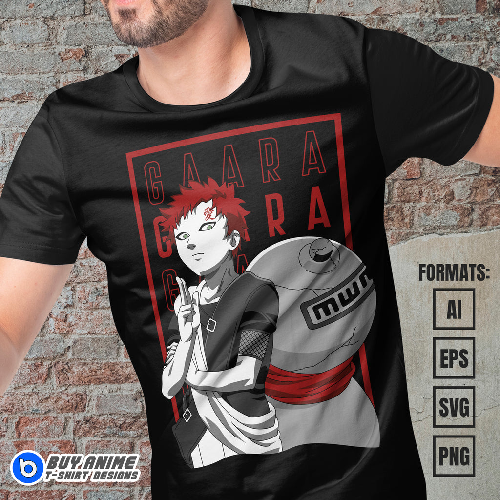 Premium Gaara Naruto Anime Vector T-shirt Design Template #3