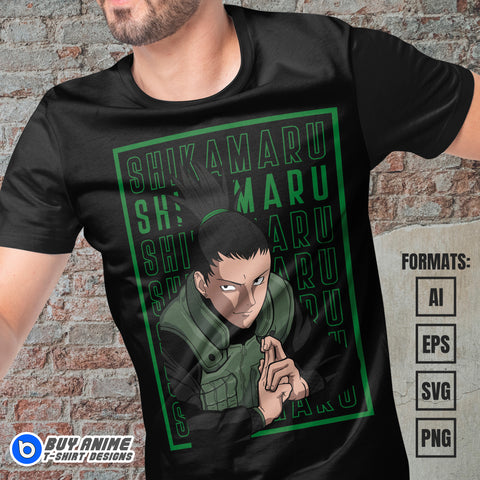 Premium Shikamaru Naruto Anime Vector T-shirt Design Template #2