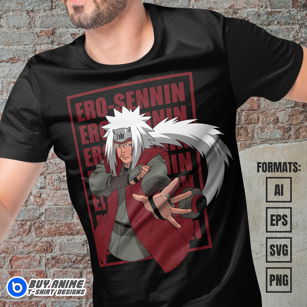 Premium Jiraiya Naruto Anime Vector T-shirt Design Template #5