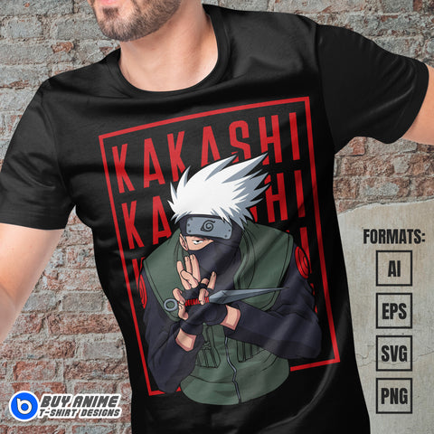 Premium Kakashi Hatake Naruto Anime Vector T-shirt Design Template #14