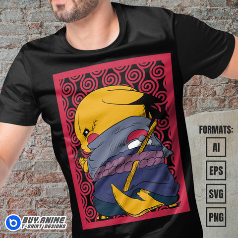 Premium Pikachu Pokemon x Naruto Anime Vector T-shirt Design Template