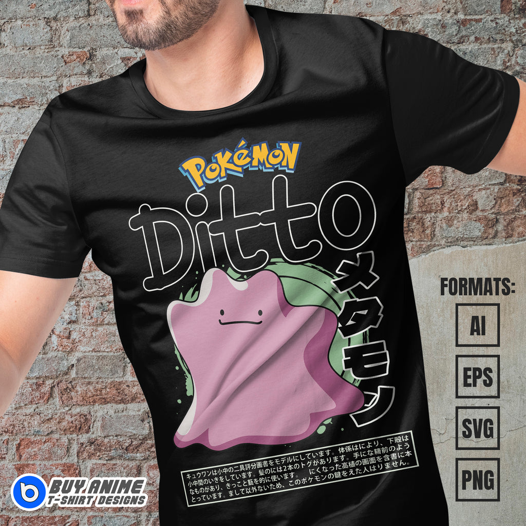 Premium Ditto Pokemon Anime Vector T-shirt Design Template