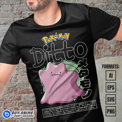 Premium Ditto Pokemon Anime Vector T-shirt Design Template