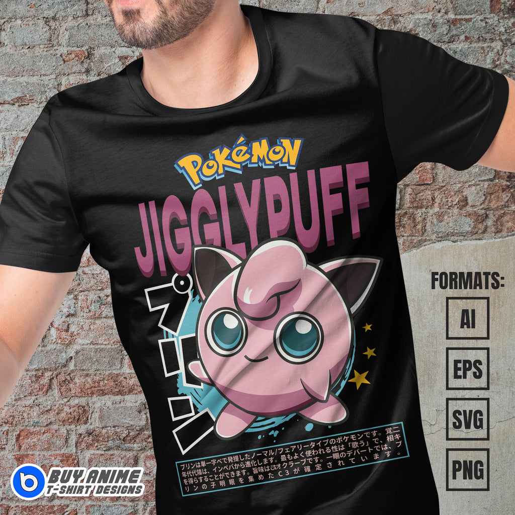 Premium Jigglypuff Pokemon Anime Vector T-shirt Design Template