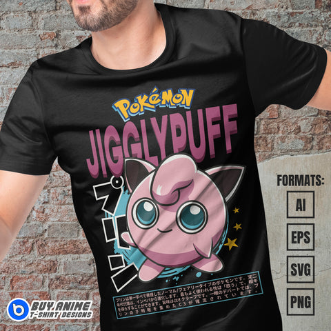 Premium Jigglypuff Pokemon Anime Vector T-shirt Design Template