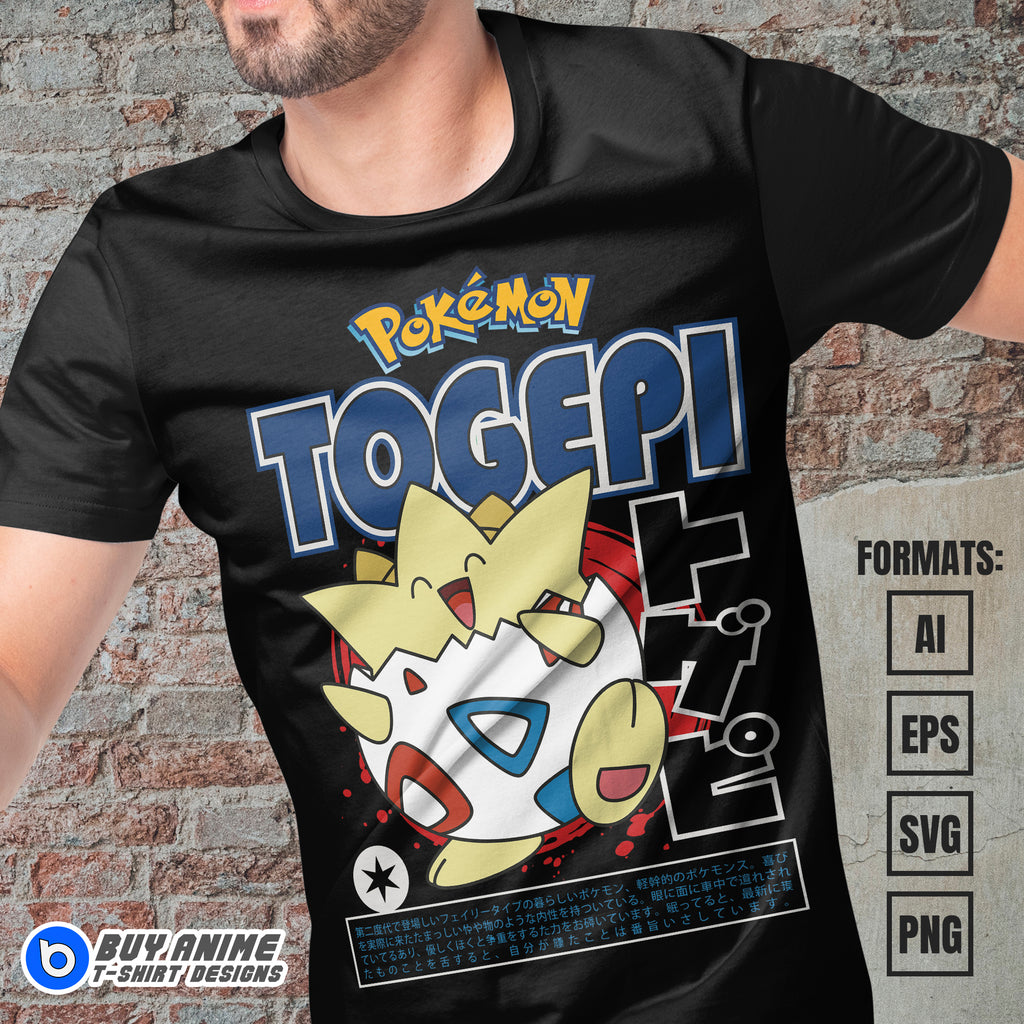 Premium Togepi Pokemon Anime Vector T-shirt Design Template #2