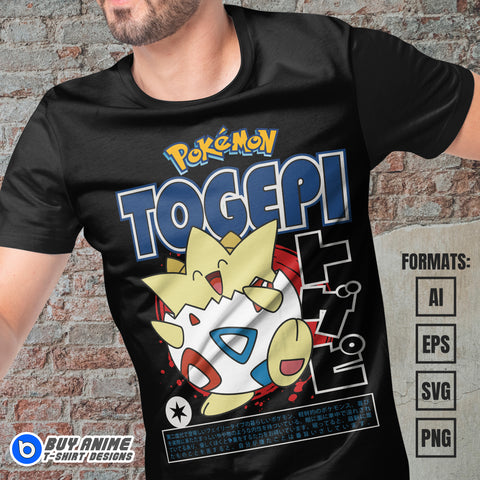 Premium Togepi Pokemon Anime Vector T-shirt Design Template #2