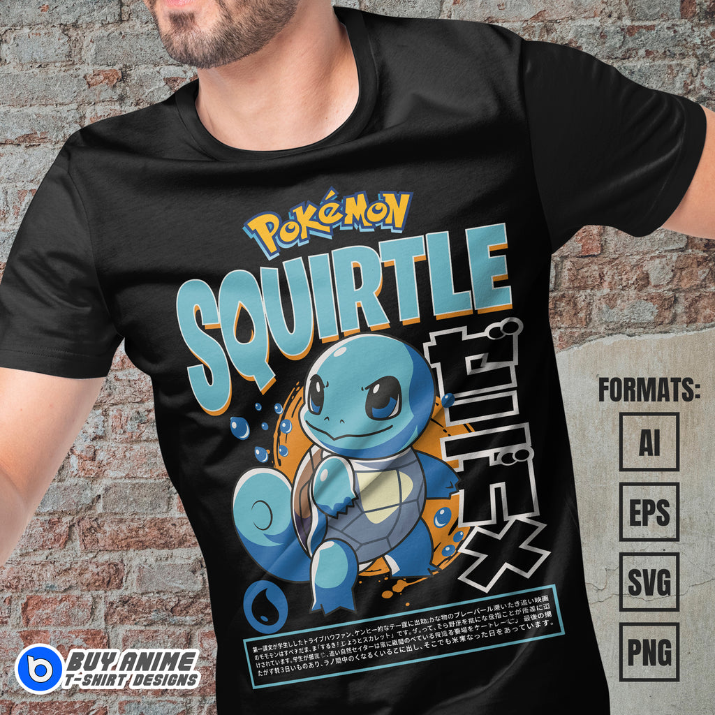 Premium Squirtle Pokemon Anime Vector T-shirt Design Template #2