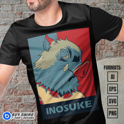 Premium Inosuke Demon Slayer Anime Vector T-shirt Design Template #17