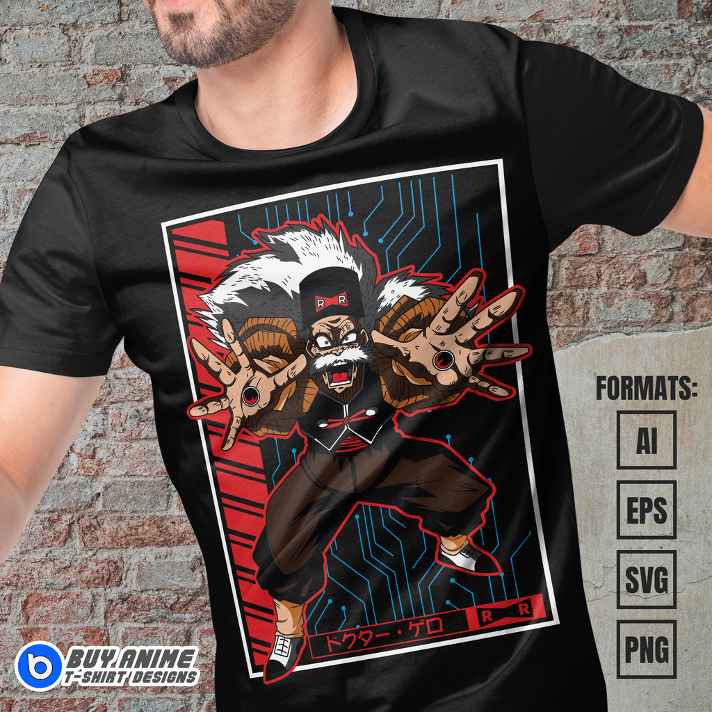 Premium Doctor Gero Dragon Ball Anime Vector T-shirt Design Template