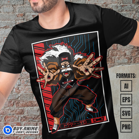 Premium Doctor Gero Dragon Ball Anime Vector T-shirt Design Template