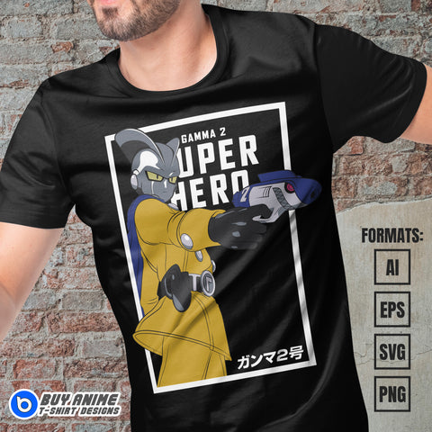 Premium Gamma 2 Dragon Ball Super Anime Vector T-shirt Design Template