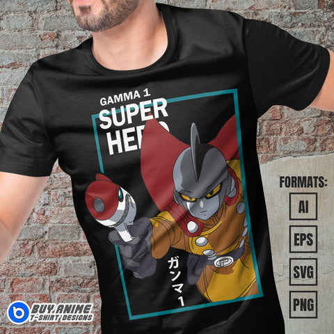 Premium Gamma 1 Dragon Ball Super Anime Vector T-shirt Design Template