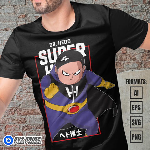 Premium Dr Hedo Dragon Ball Super Anime Vector T-shirt Design Template