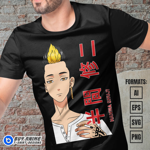 Premium Shuji Hanma Tokyo Revengers Anime Vector T-shirt Design Template