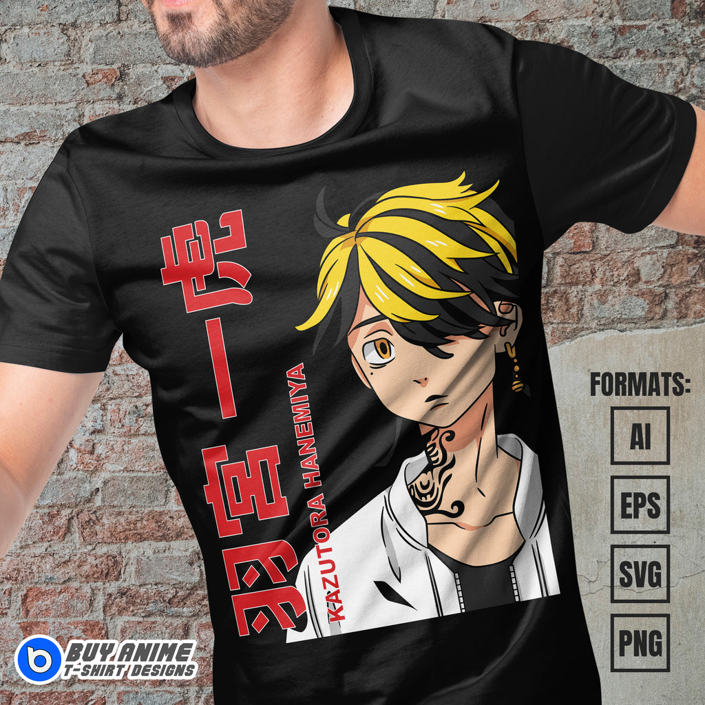 Premium Kazutora Hanemiya Tokyo Revengers Anime Vector T-shirt Design Template