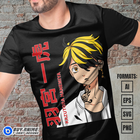 Premium Kazutora Hanemiya Tokyo Revengers Anime Vector T-shirt Design Template