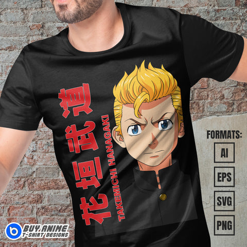 Premium Takemichi Hanagaki Tokyo Revengers Anime Vector T-shirt Design Template #2