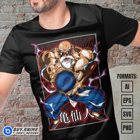 Premium Roshi Dragon Ball Anime Vector T-shirt Design Template #5