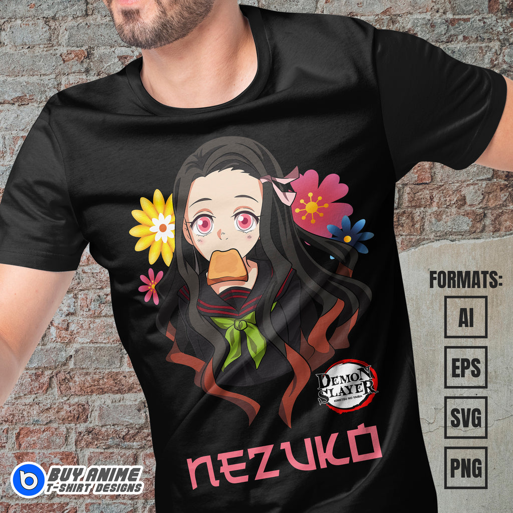 Premium Nezuko Kamado Demon Slayer Anime Vector T-shirt Design Template #20