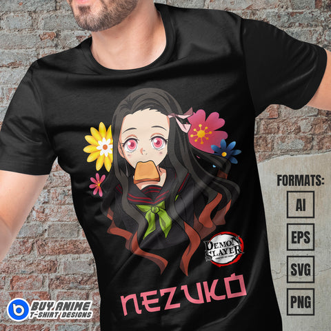 Premium Nezuko Kamado Demon Slayer Anime Vector T-shirt Design Template #20