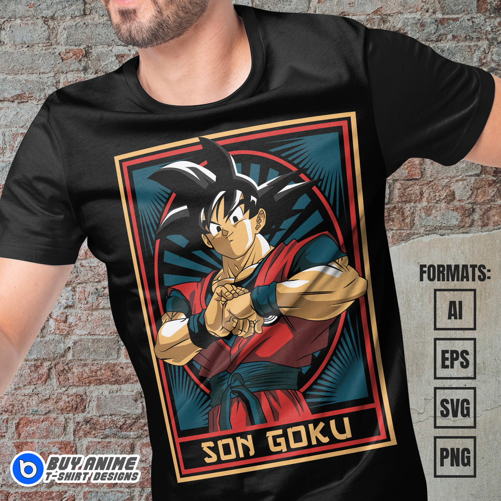 Premium Goku Dragon Ball Anime Vector T-shirt Design Template #13