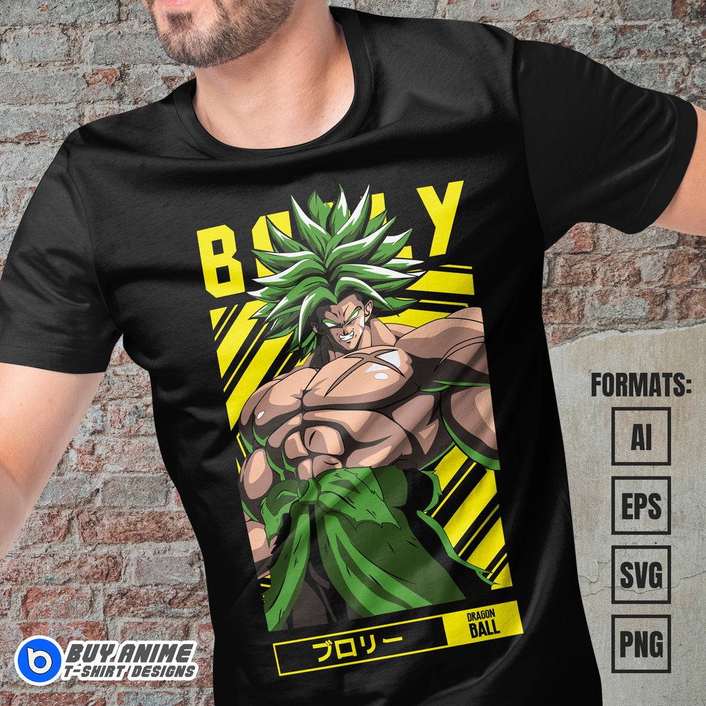 Premium Broly Dragon Ball Anime Vector T-shirt Design Template #9