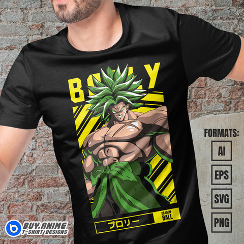 Premium Broly Dragon Ball Anime Vector T-shirt Design Template #9