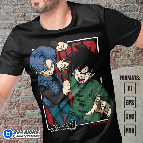 Premium Trunks x Goten Dragon Ball Anime Vector T-shirt Design Template