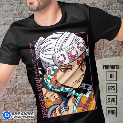 Premium Tengen Uzui Demon Slayer Anime Vector T-shirt Design Template #9