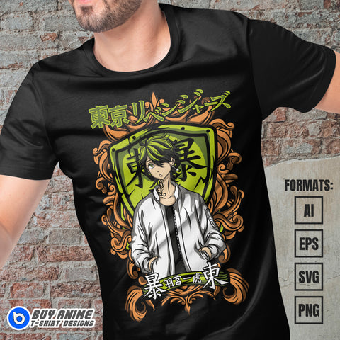 Premium Kazutora Hanemiya Tokyo Revengers Anime Vector T-shirt Design Template #2