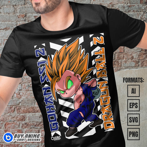 Premium Gohan SJJ 2 Chibi Dragon Ball Anime Vector T-shirt Design Template