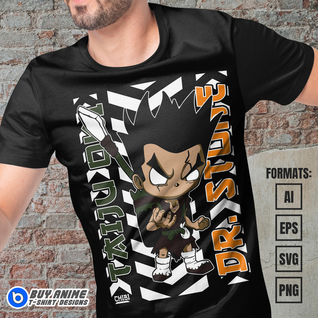 Premium Taiju Oki Chibi Dr Stone Anime Vector T-shirt Design Template